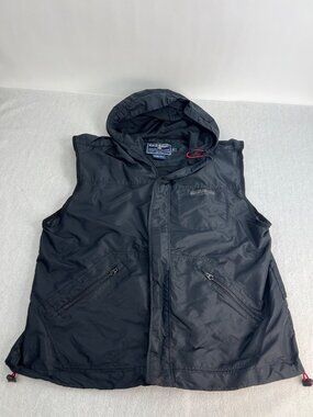 Polo Sport Ralph Lauren Black Hooded Nylon Vest XL Windbreaker Mesh Vented